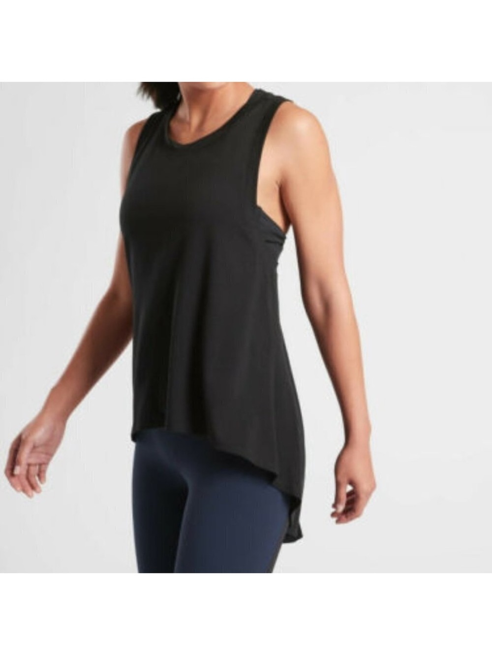 Athleta Black Asymmetrical Sleeveless Draped Tunic